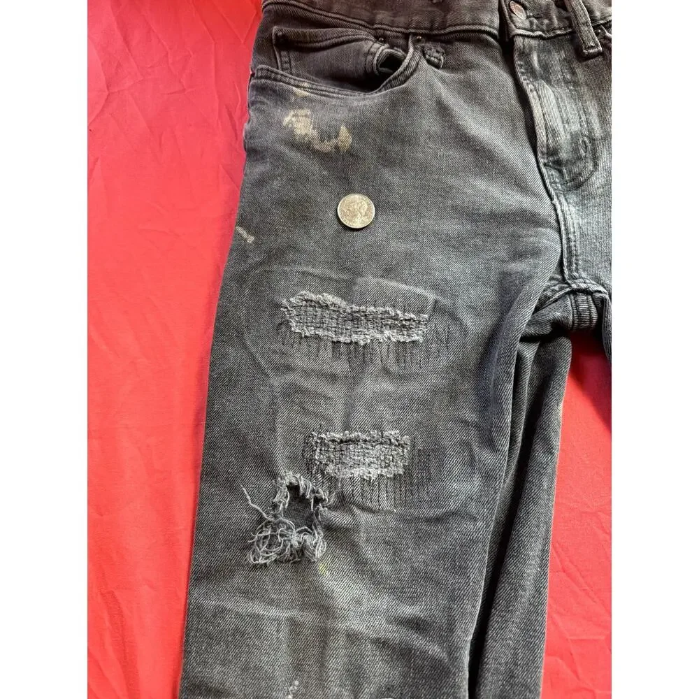 Old Navy Slim Built-In Flex Jeans 29x30 Heavily Flawed Bleach Paint AS-IS